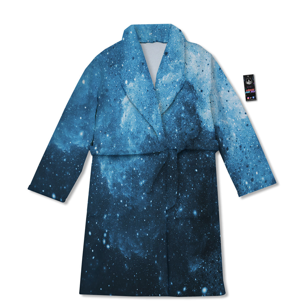 Galaxy Space White Cloud Print Bathrobe-grizzshop