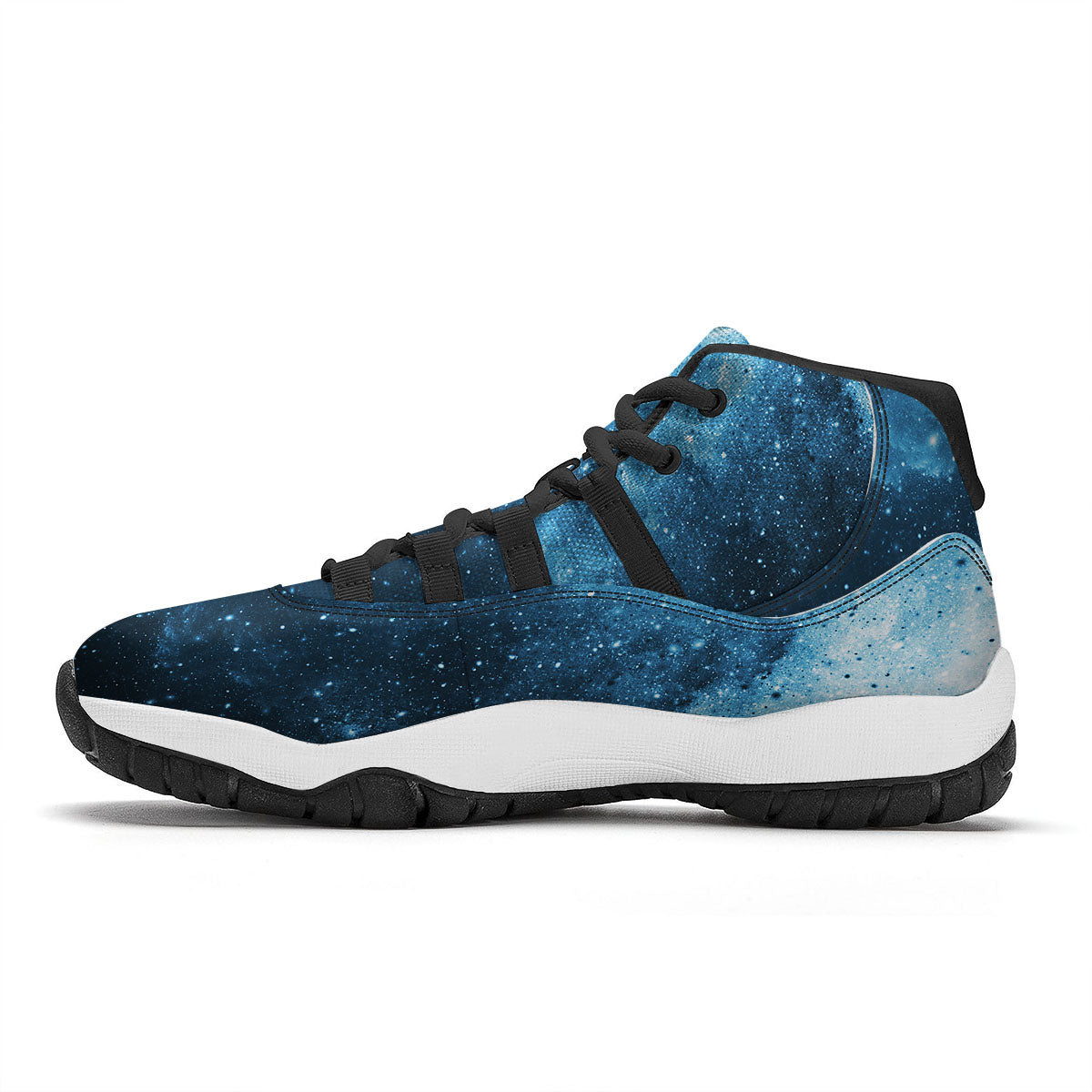 Galaxy Space White Cloud Print Black Bball Shoes-grizzshop
