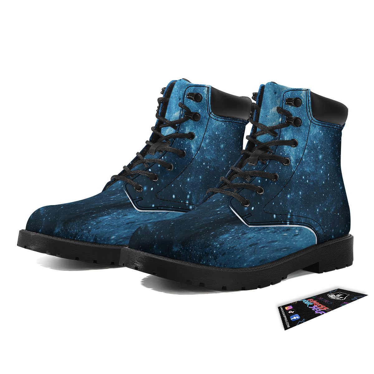Galaxy Space White Cloud Print Boots-grizzshop