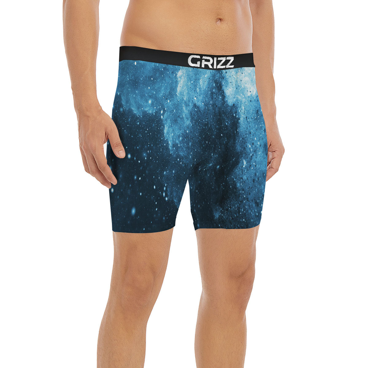 Galaxy Space White Cloud Print Boxer Briefs-grizzshop