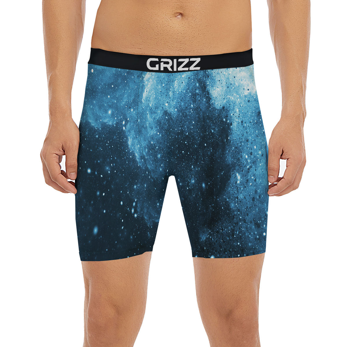 Galaxy Space White Cloud Print Boxer Briefs-grizzshop
