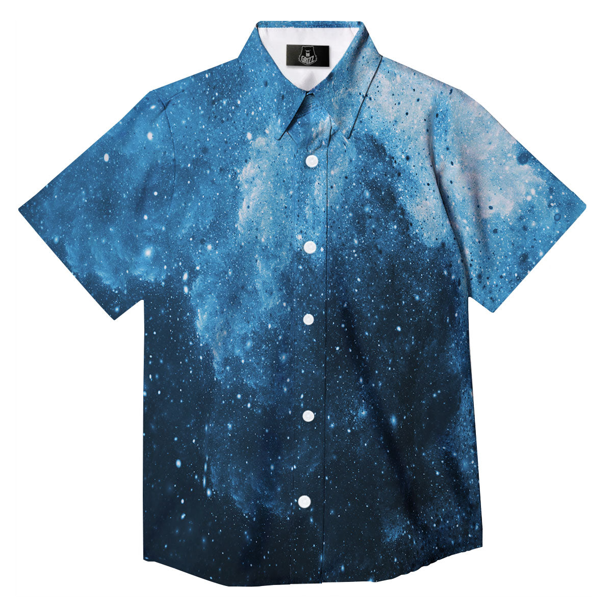 Galaxy Space White Cloud Print Button Up Shirt-grizzshop