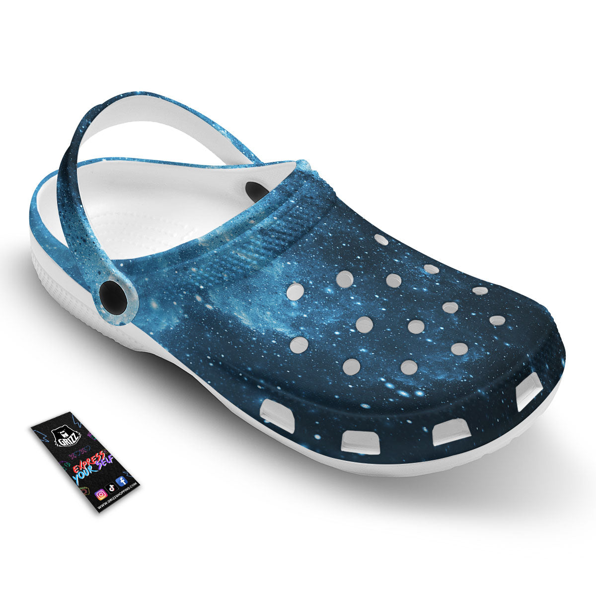 Galaxy Space White Cloud Print Clog-grizzshop