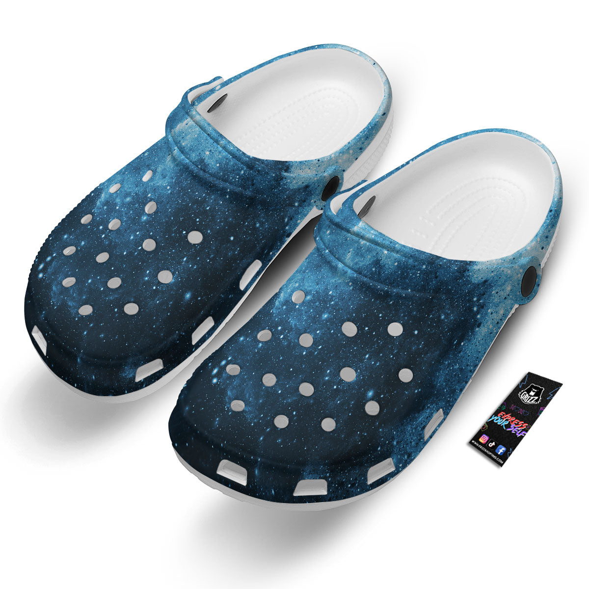 Galaxy Space White Cloud Print Clog-grizzshop
