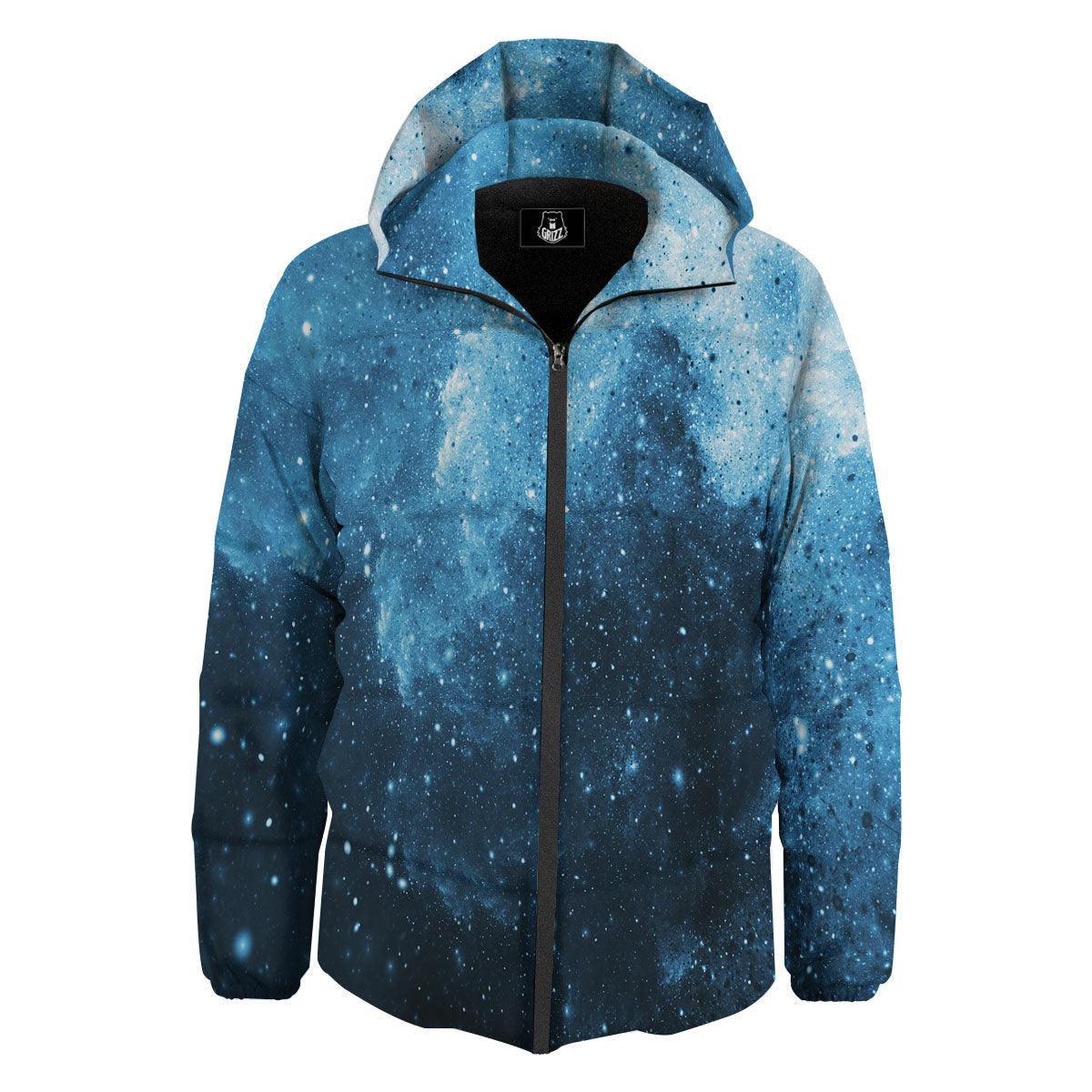 Galaxy Space White Cloud Print Down Jacket-grizzshop