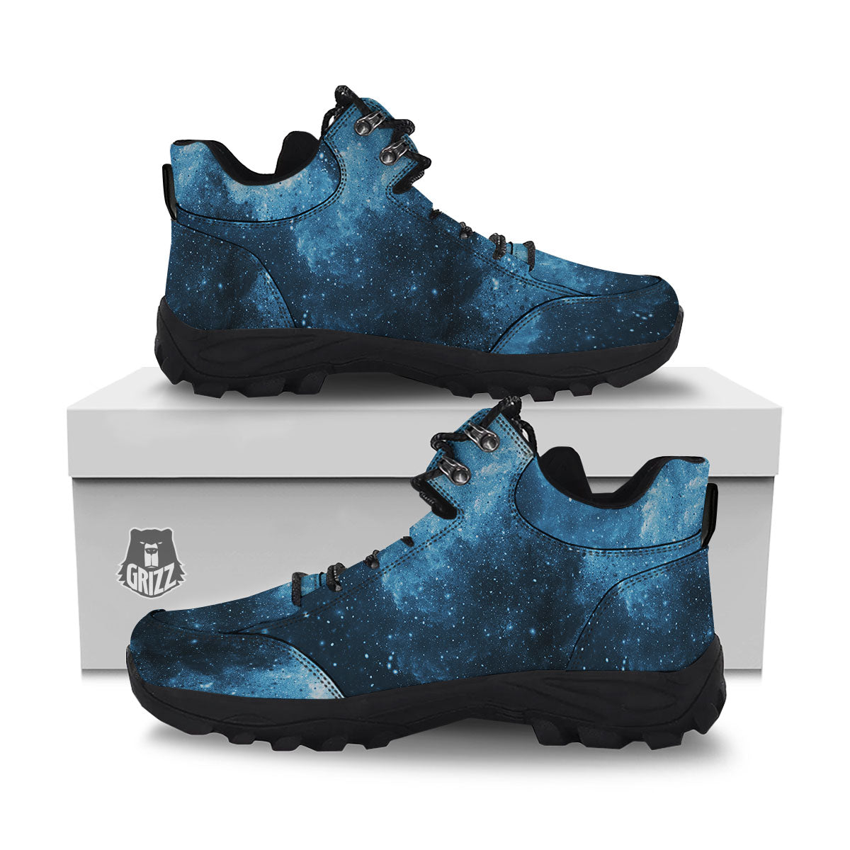 Galaxy Space White Cloud Print Hiking Shoes-grizzshop
