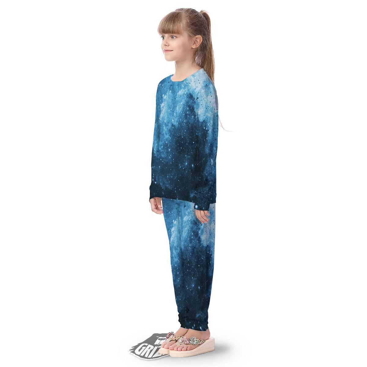 Galaxy Space White Cloud Print Kid's Pajamas-grizzshop