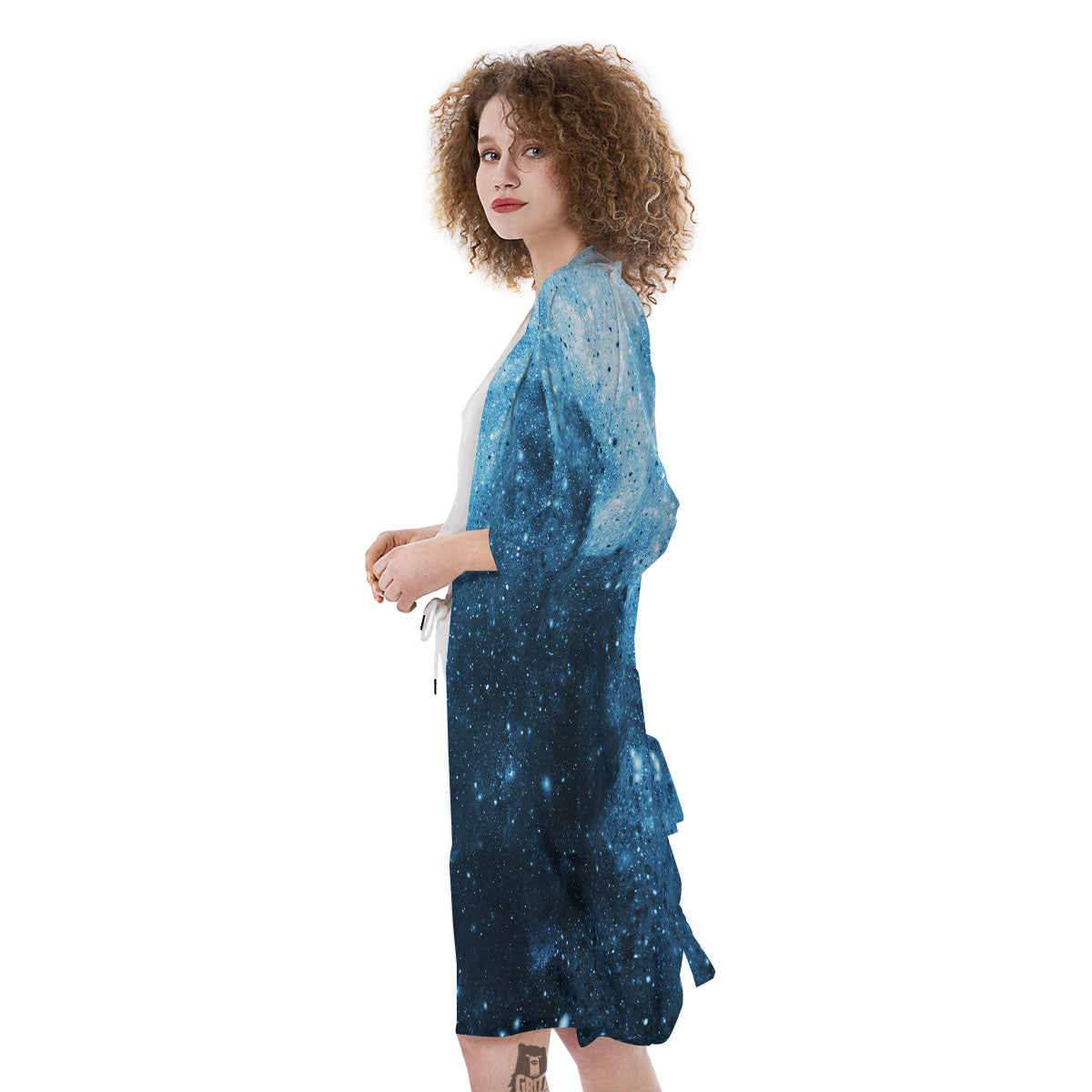 Galaxy Space White Cloud Print Kimono-grizzshop