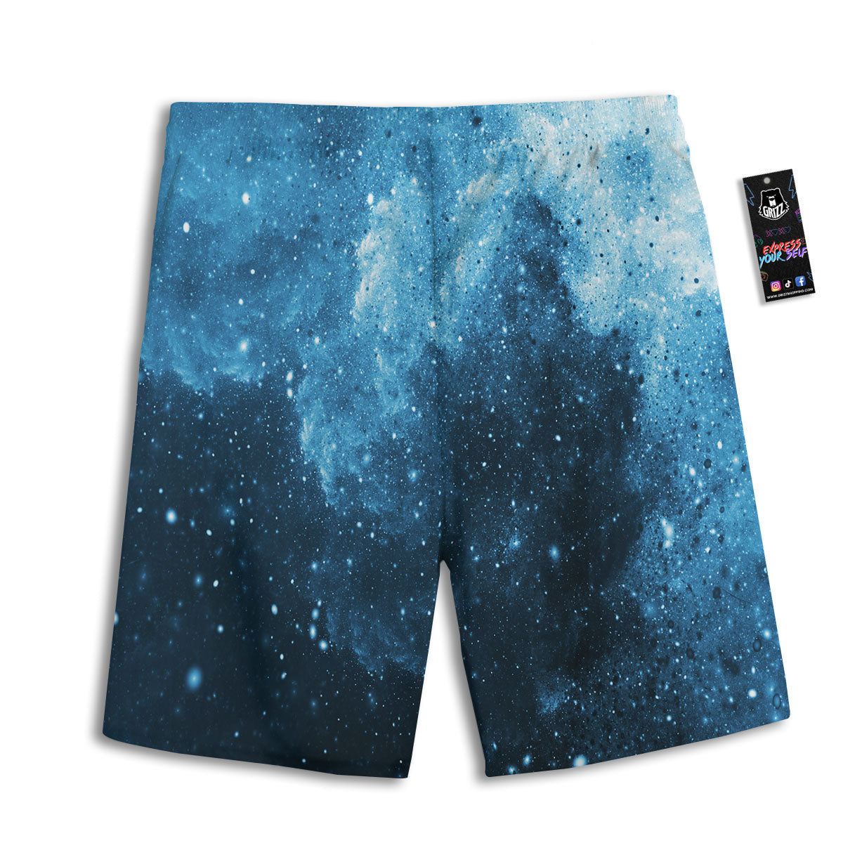 Galaxy Space White Cloud Print Men's Athletic Shorts
