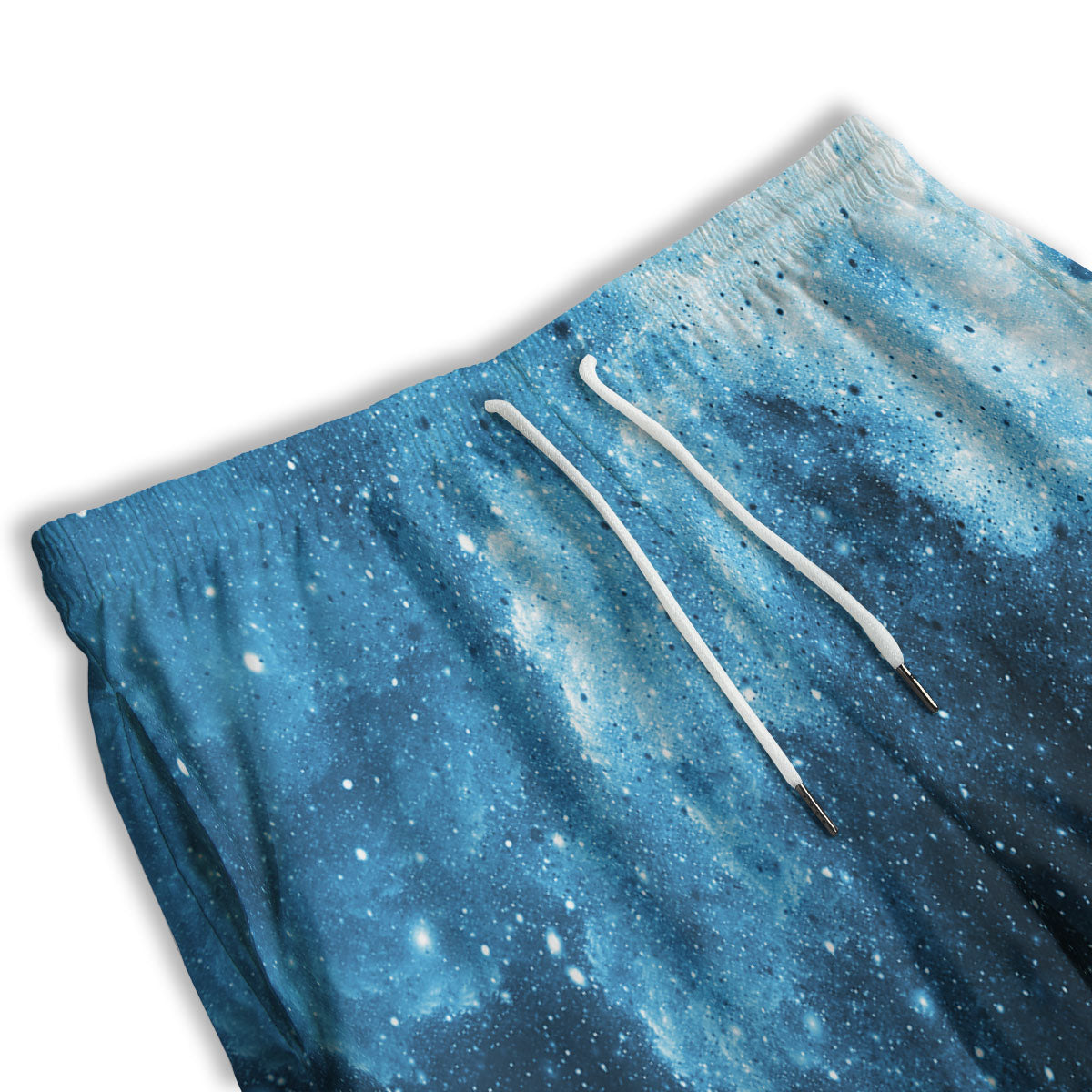 Galaxy Space White Cloud Print Men's Athletic Shorts