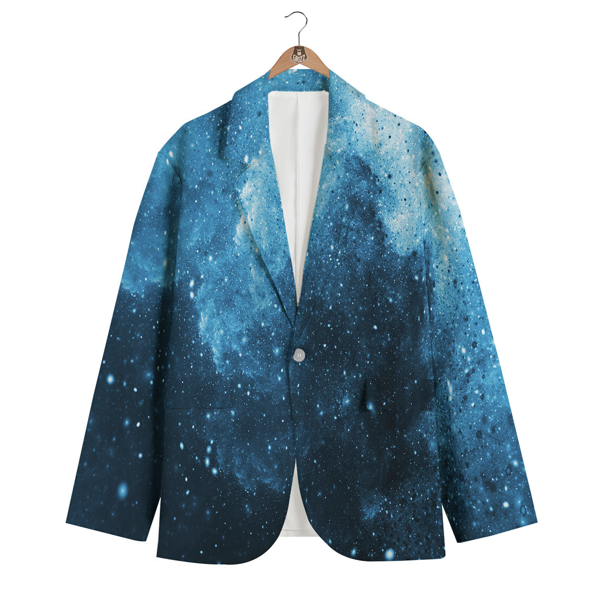 Galaxy Space White Cloud Print Men's Blazer-grizzshop