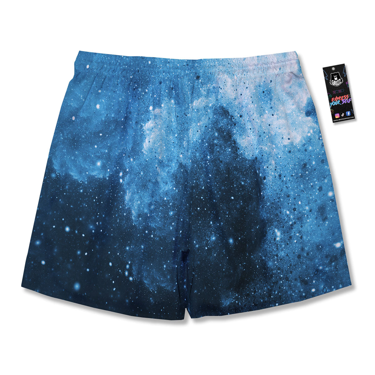 Galaxy Space White Cloud Print Men's Running Shorts-grizzshop