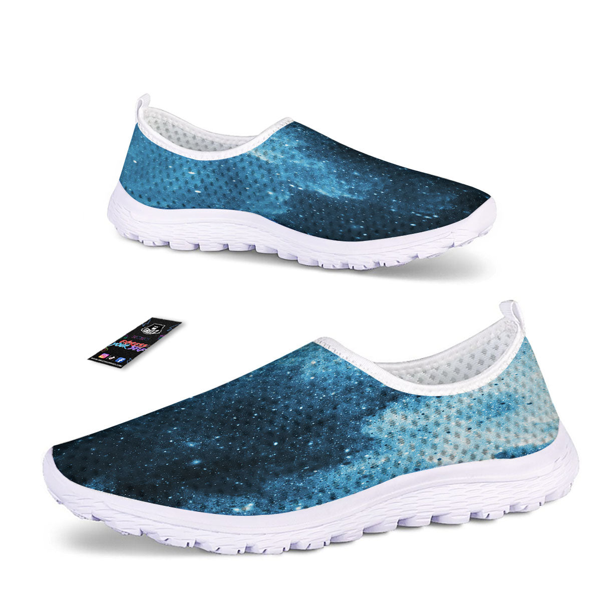Galaxy Space White Cloud Print Nurse Shoes-grizzshop