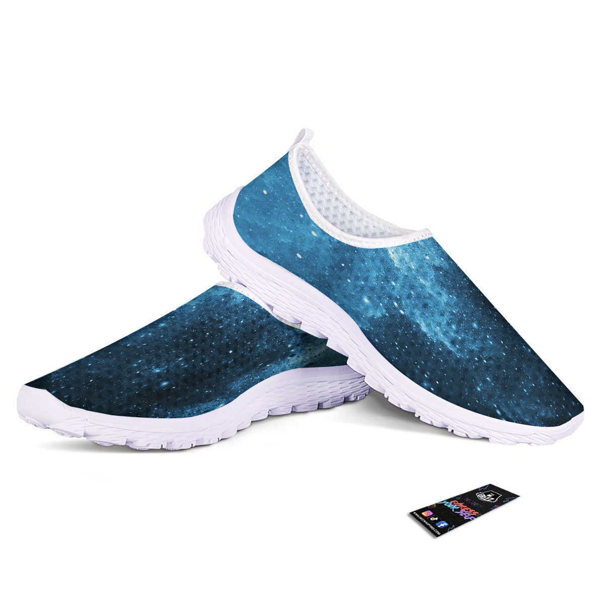 Galaxy Space White Cloud Print Nurse Shoes-grizzshop