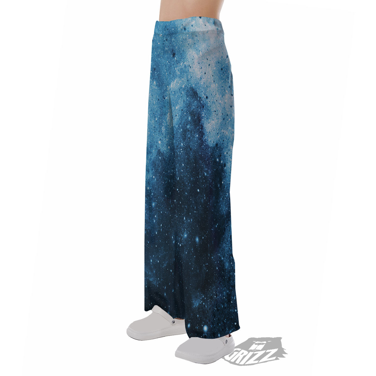 Galaxy Space White Cloud Print Pajama Pants-grizzshop