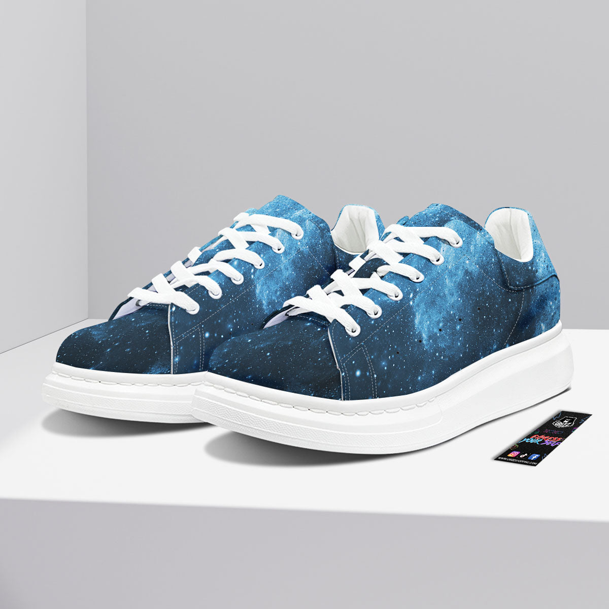 Galaxy Space White Cloud Print Platform Shoes-grizzshop