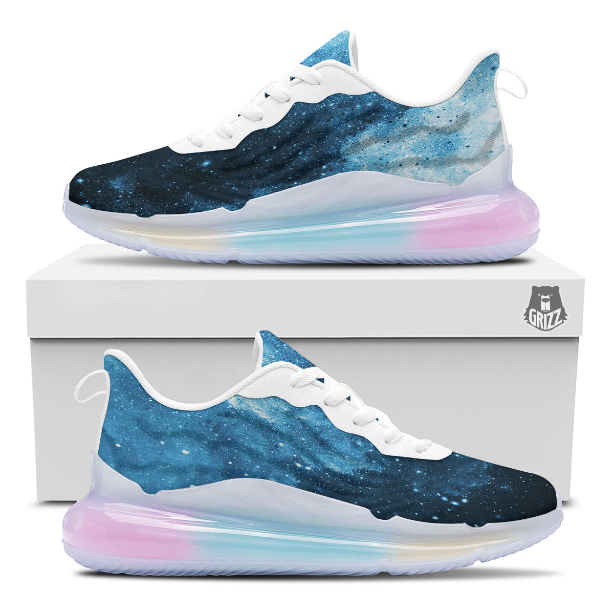 Galaxy Space White Cloud Print Running Sneakers-grizzshop