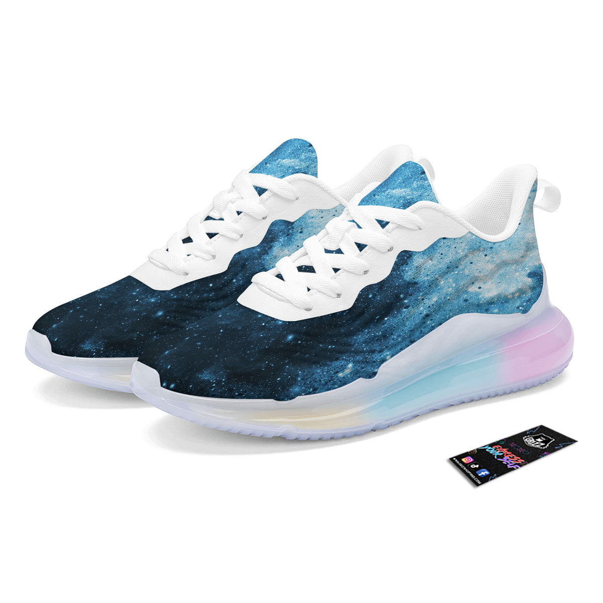 Galaxy Space White Cloud Print Running Sneakers-grizzshop