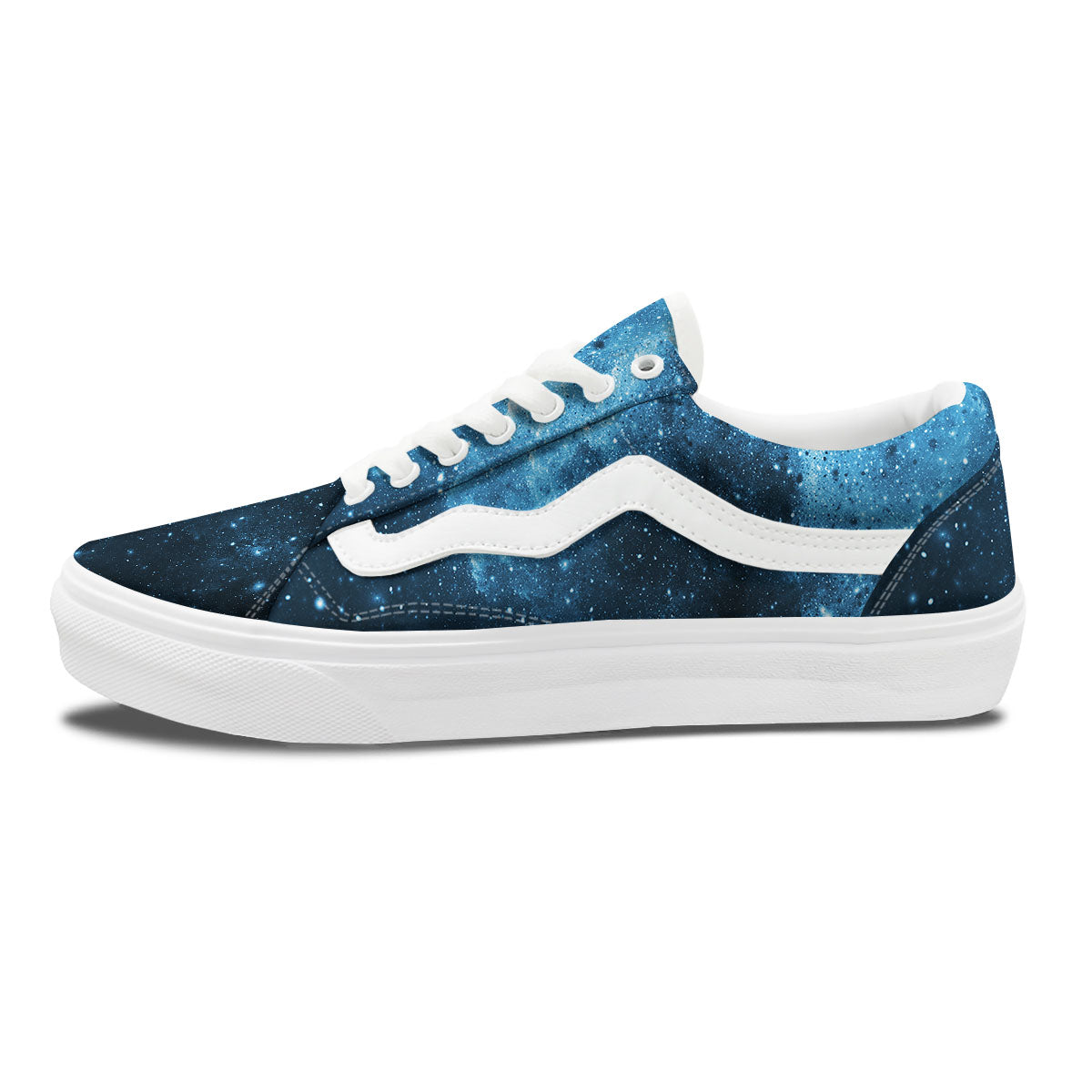 Galaxy Space White Cloud Print Skate Shoes-grizzshop