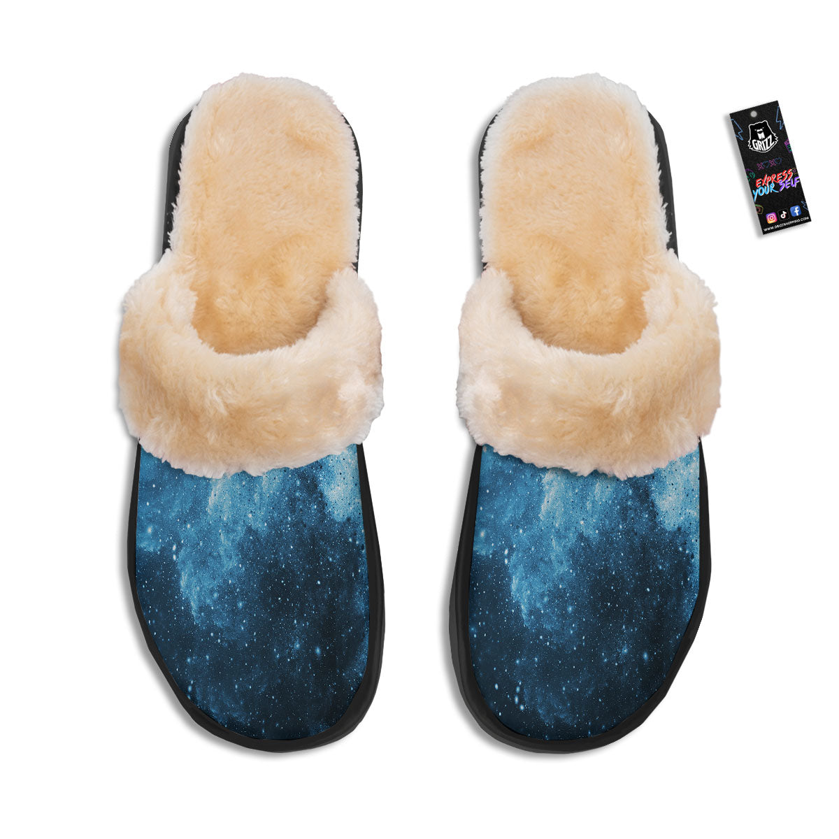 Galaxy Space White Cloud Print Slippers-grizzshop