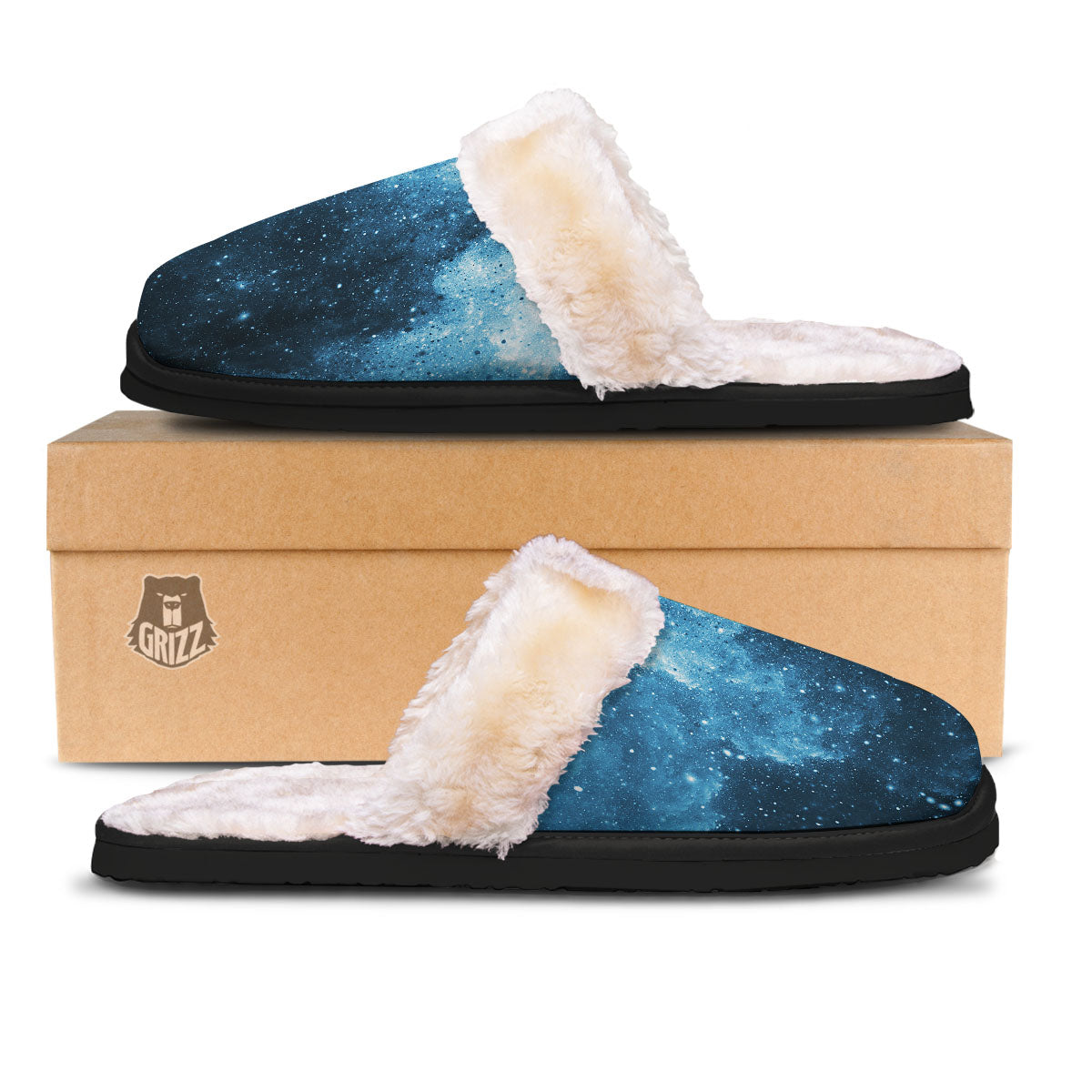 Galaxy Space White Cloud Print Slippers-grizzshop
