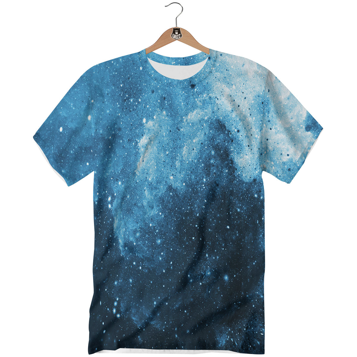 Galaxy Space White Cloud Print T-Shirt-grizzshop