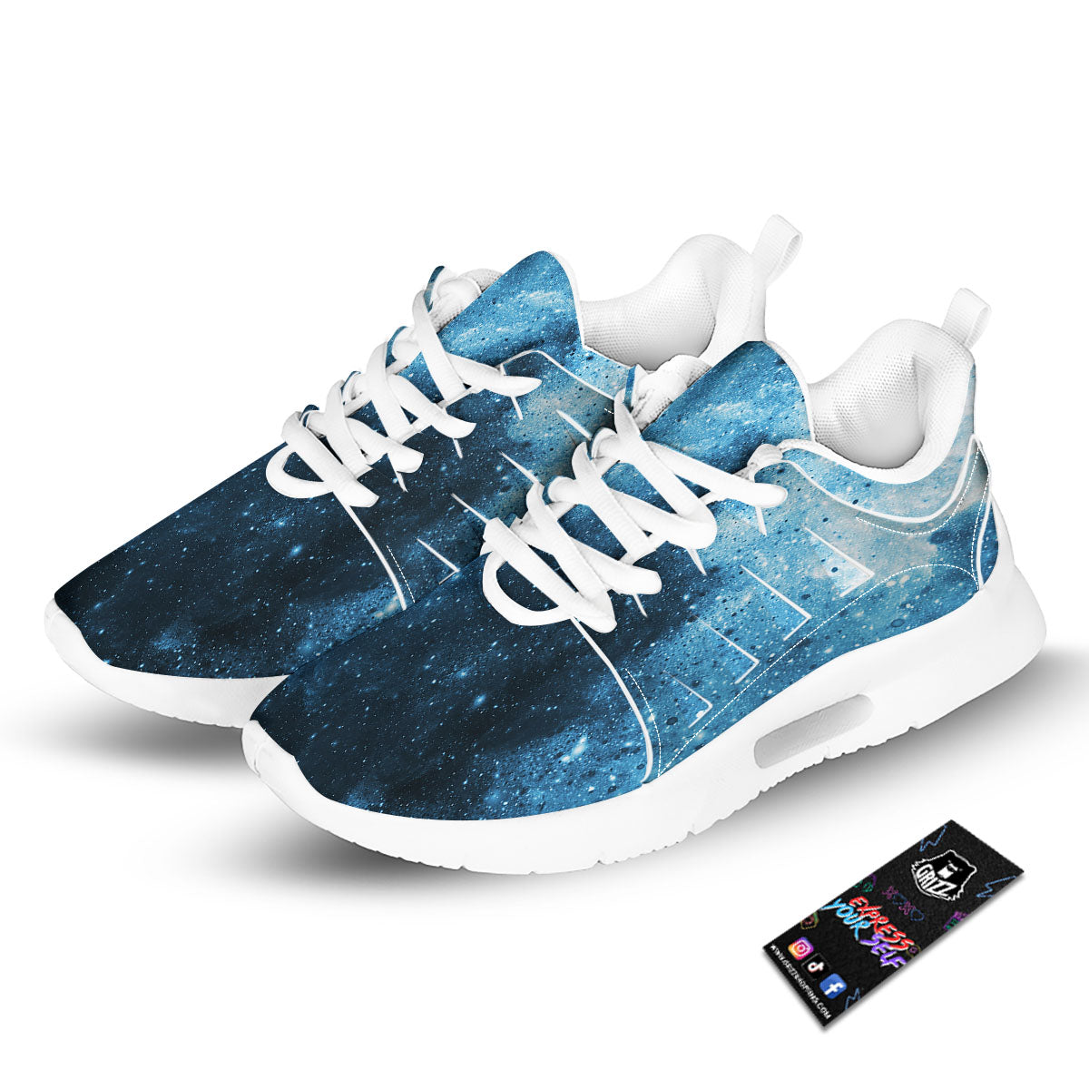 Galaxy Space White Cloud Print Tennis Shoes-grizzshop