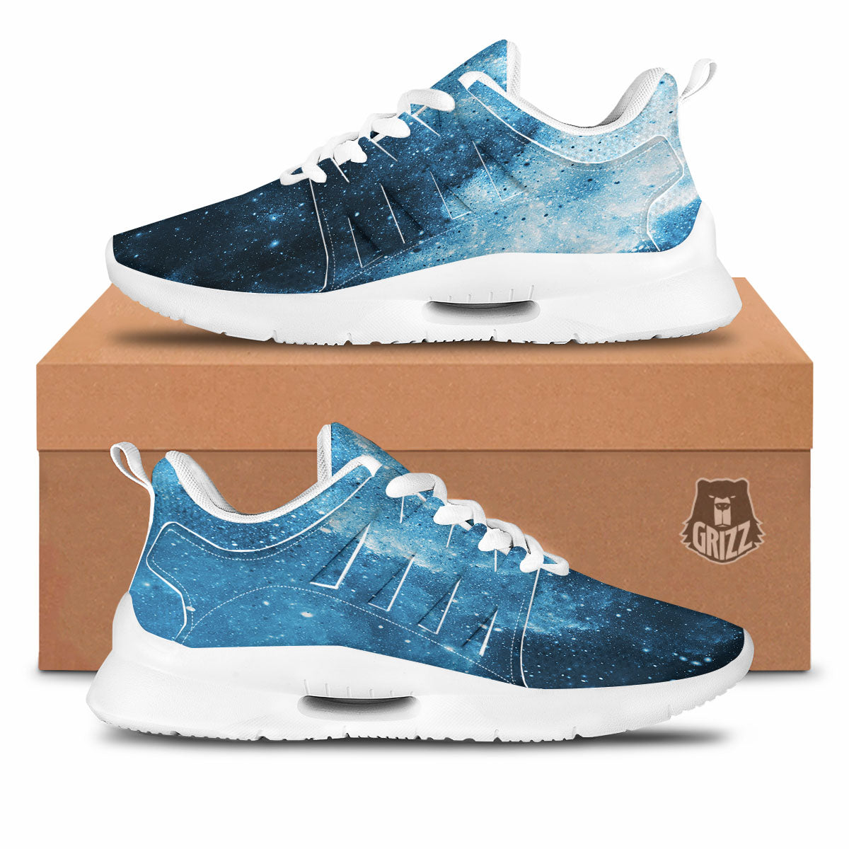 Galaxy Space White Cloud Print Tennis Shoes-grizzshop