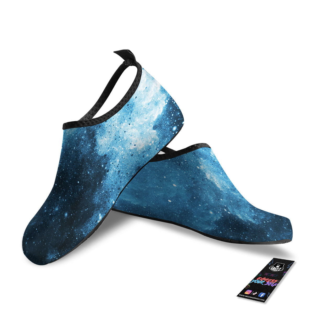 Galaxy Space White Cloud Print Water Shoes-grizzshop