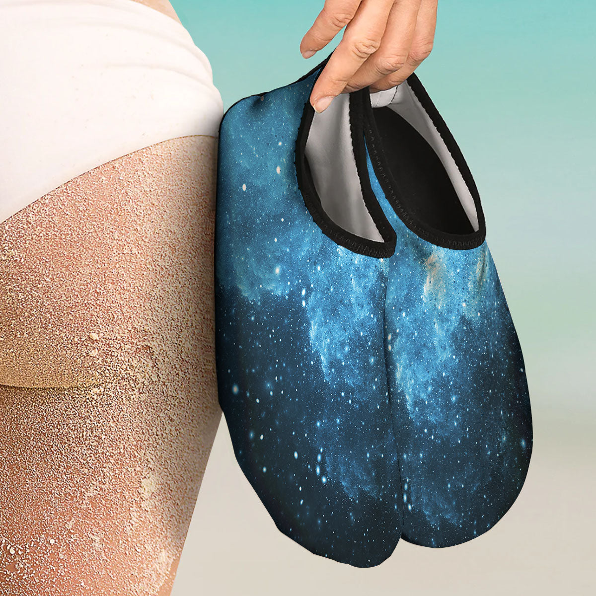 Galaxy Space White Cloud Print Water Shoes-grizzshop