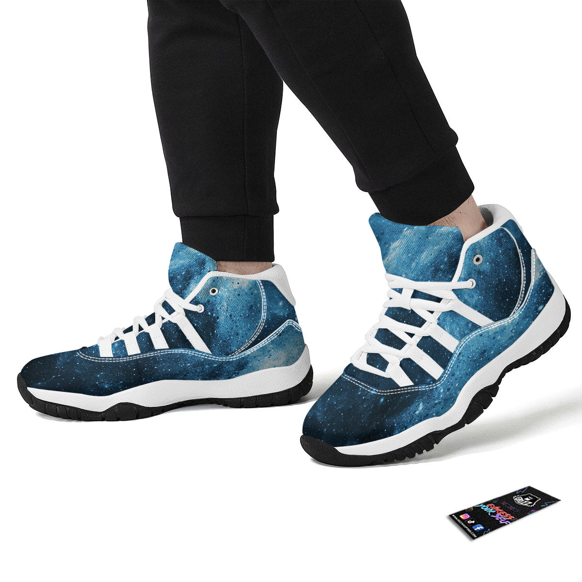 Galaxy Space White Cloud Print White Bball Shoes-grizzshop