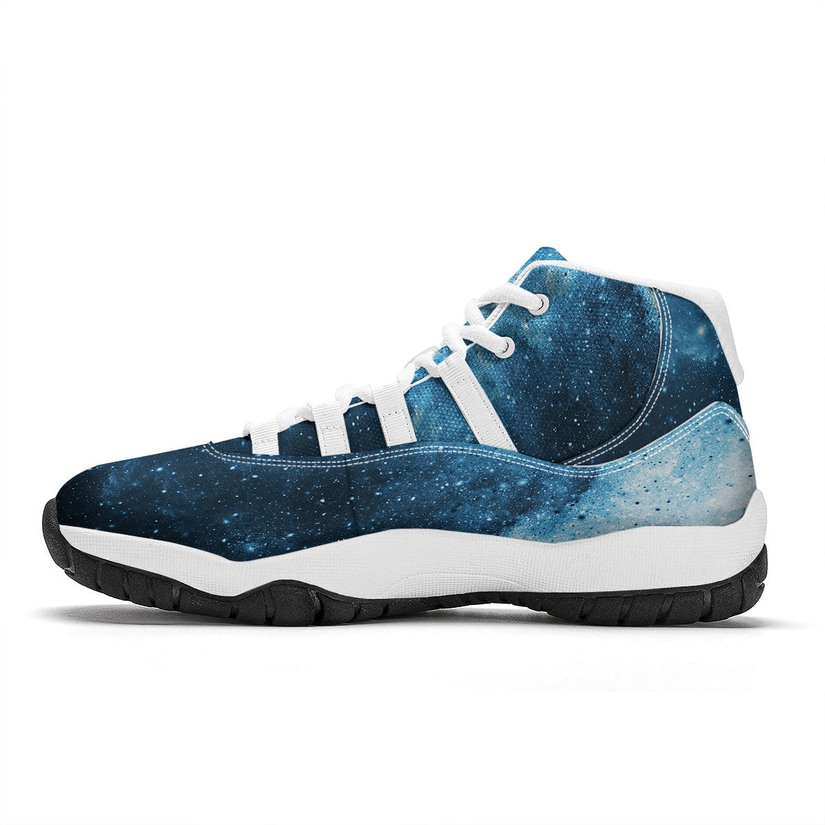 Galaxy Space White Cloud Print White Bball Shoes-grizzshop