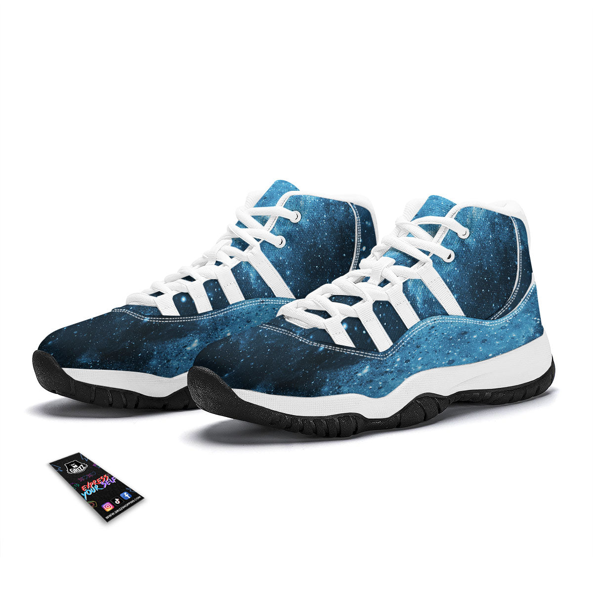 Galaxy Space White Cloud Print White Bball Shoes-grizzshop