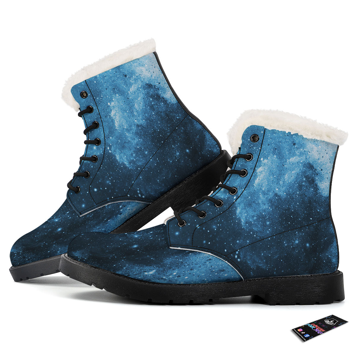 Galaxy Space White Cloud Print Winter Boots-grizzshop