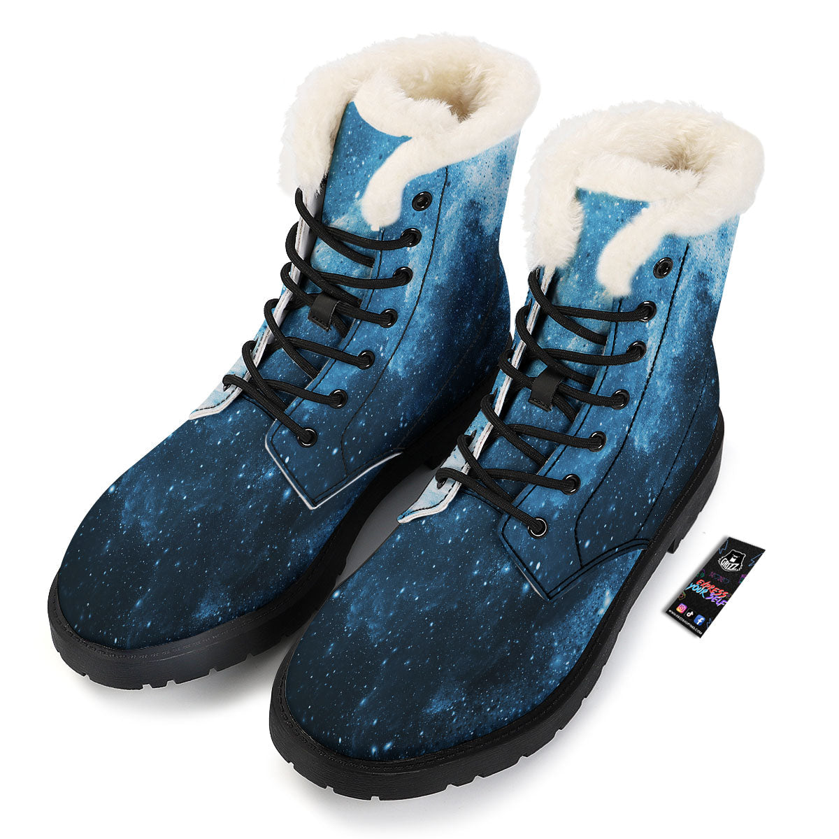 Galaxy Space White Cloud Print Winter Boots-grizzshop