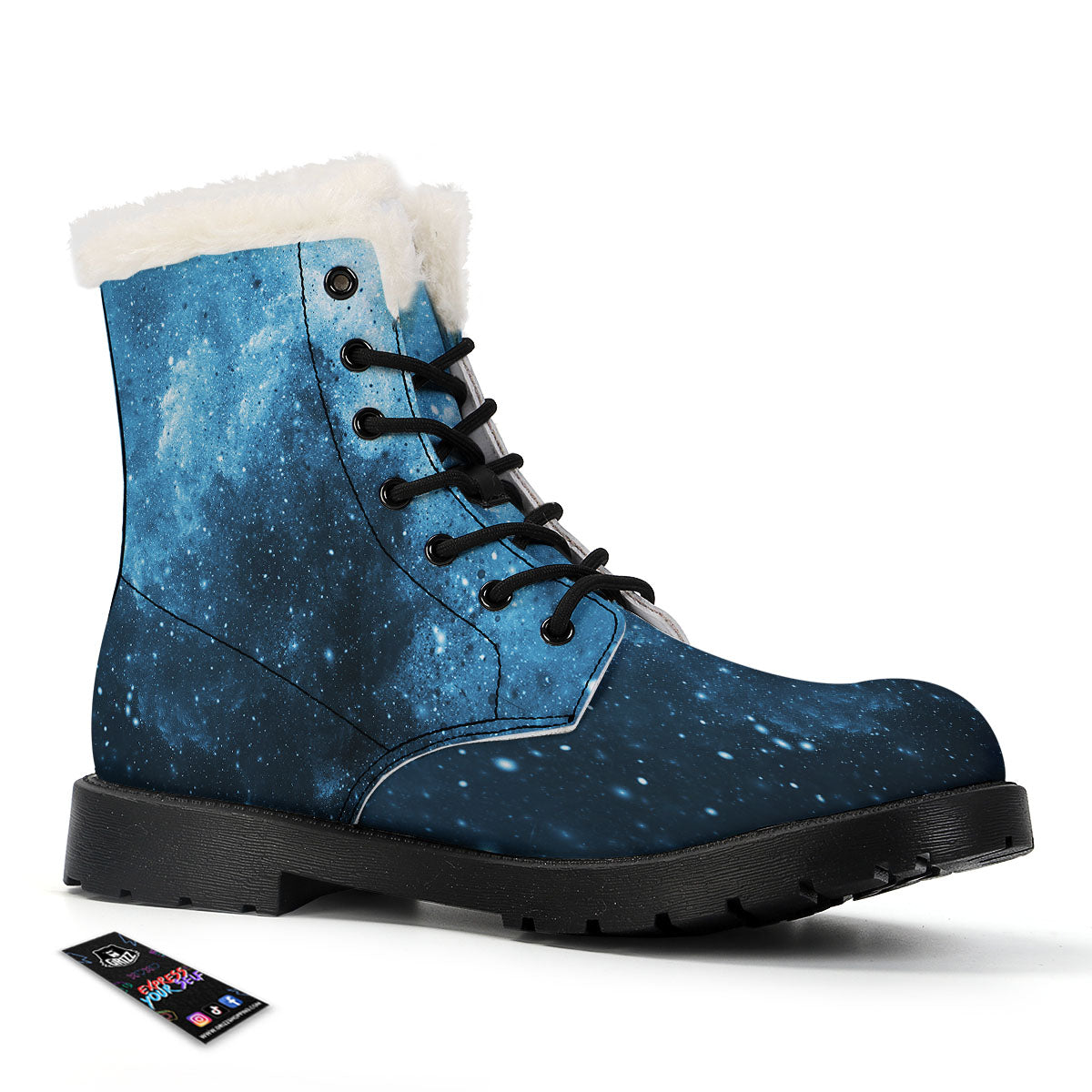 Galaxy Space White Cloud Print Winter Boots-grizzshop
