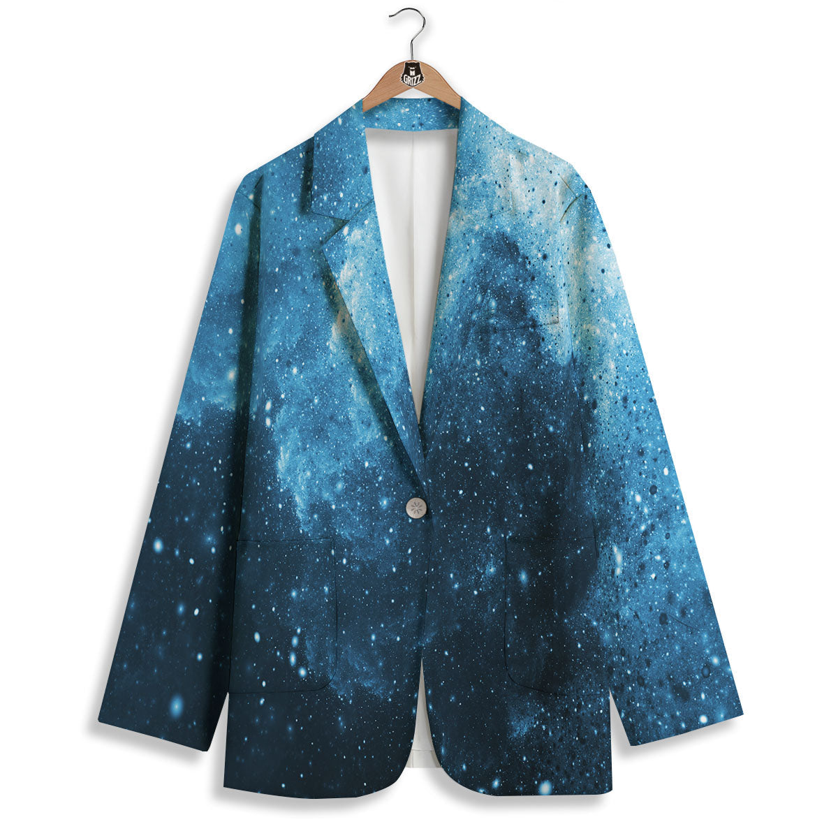 Galaxy Space White Cloud Print Women's Blazer-grizzshop