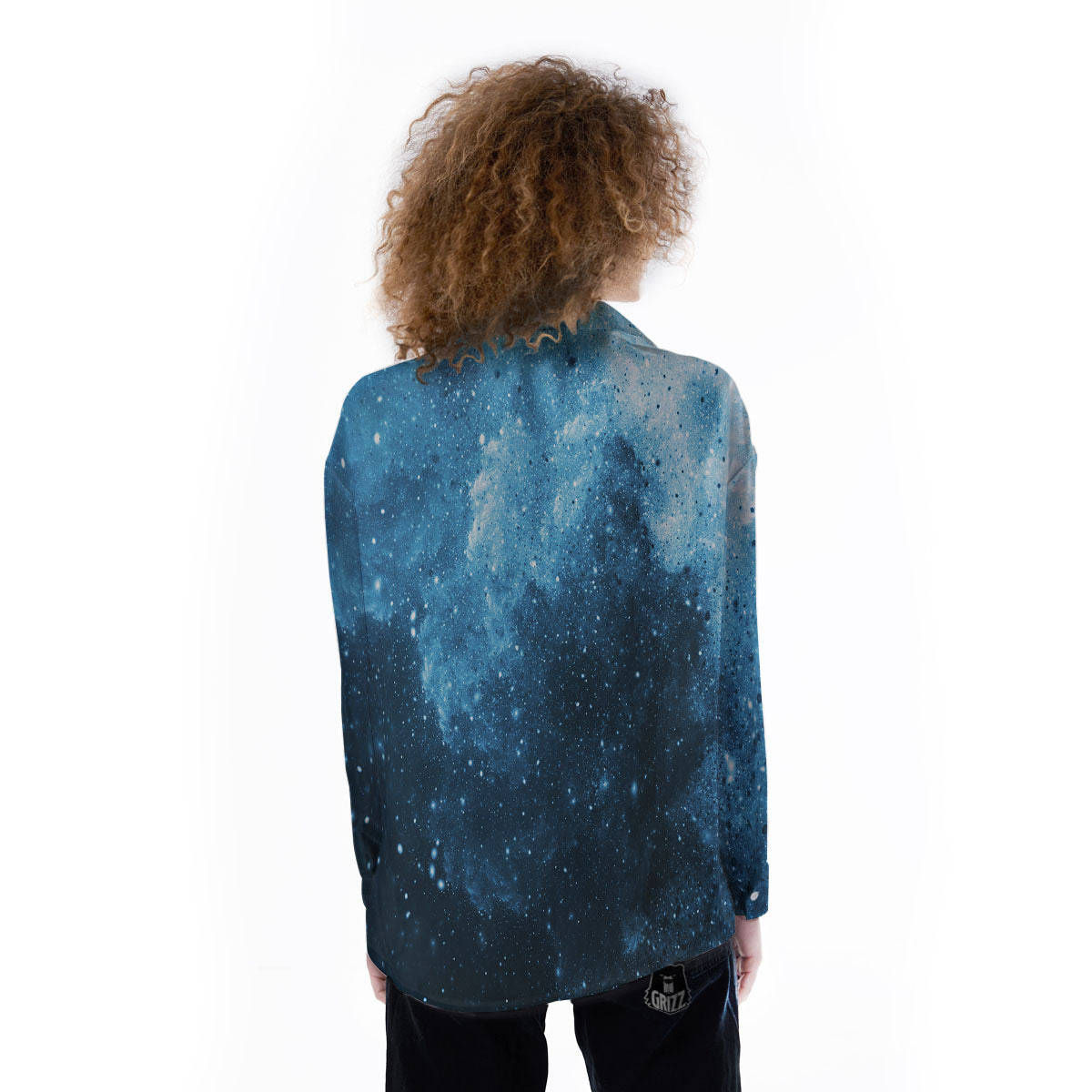 Galaxy Space White Cloud Print Women's Long Sleeve Shirts-grizzshop
