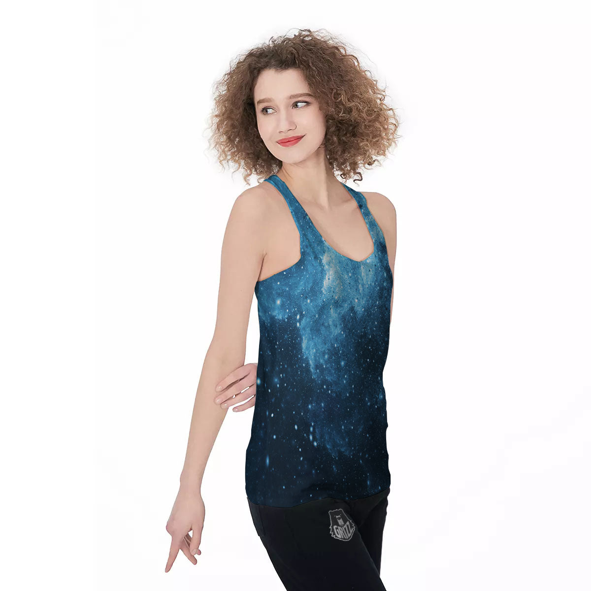 Galaxy Space White Cloud Print Women's Racerback Tank Top-grizzshop