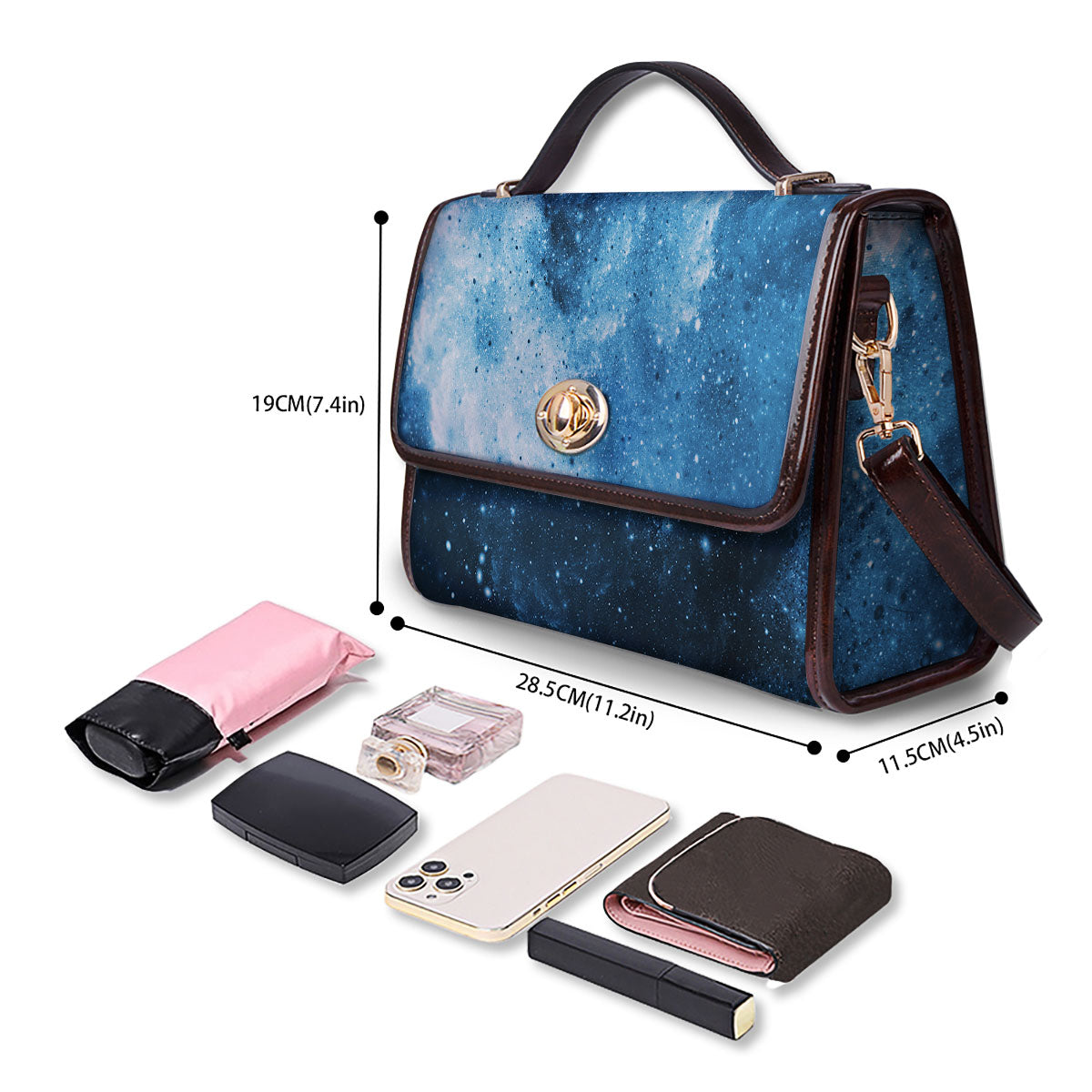 Galaxy Space White Cloud Print Women's Satchel Bag