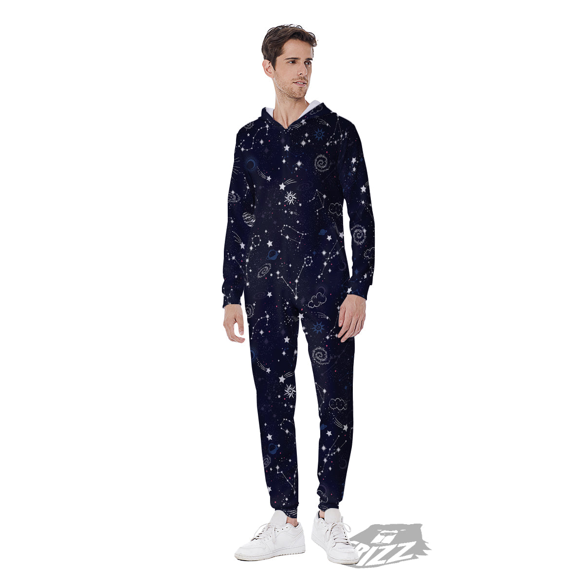 Galaxy Space Zodiac Star Signs Print Men's Jumpsuit-grizzshop