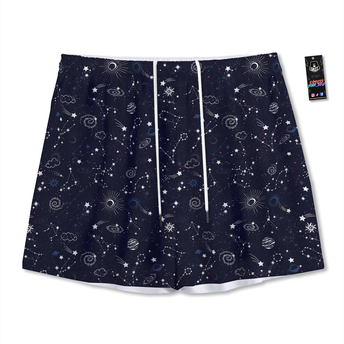 Galaxy Space Zodiac Star Signs Print Mesh Shorts