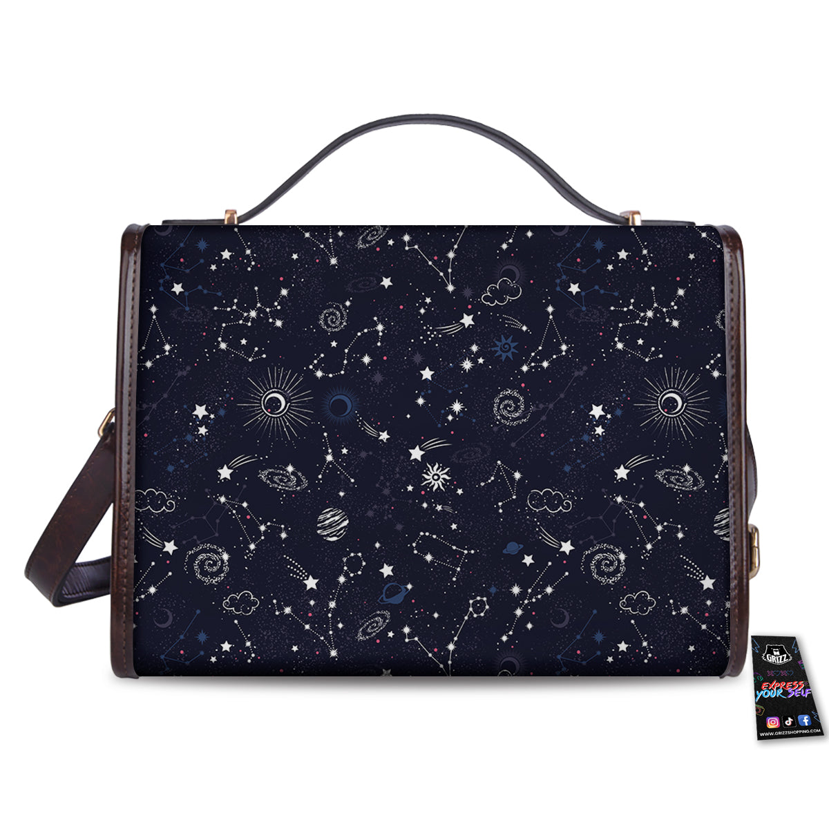 Galaxy Space Zodiac Star Signs Print Women's Satchel Bag