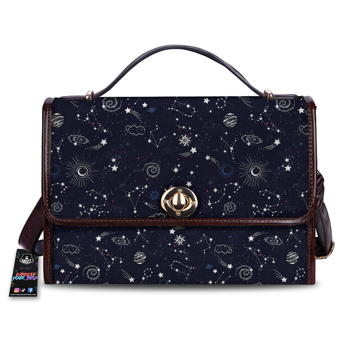 Galaxy Space Zodiac Star Signs Print Women's Satchel Bag
