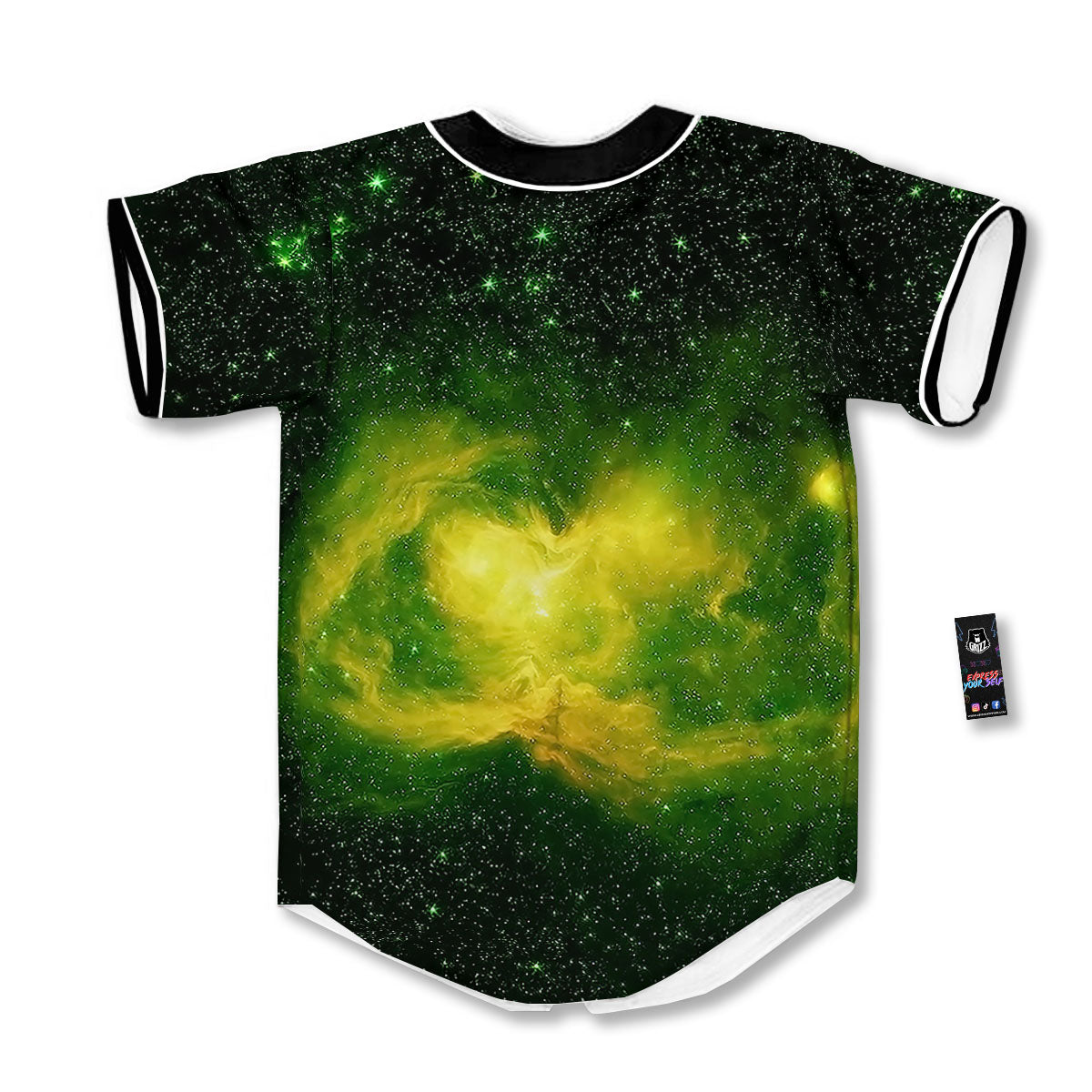 Galaxy Sparkle Green Print Baseball Jersey-grizzshop