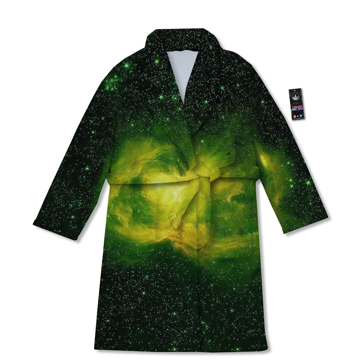 Galaxy Sparkle Green Print Bathrobe-grizzshop