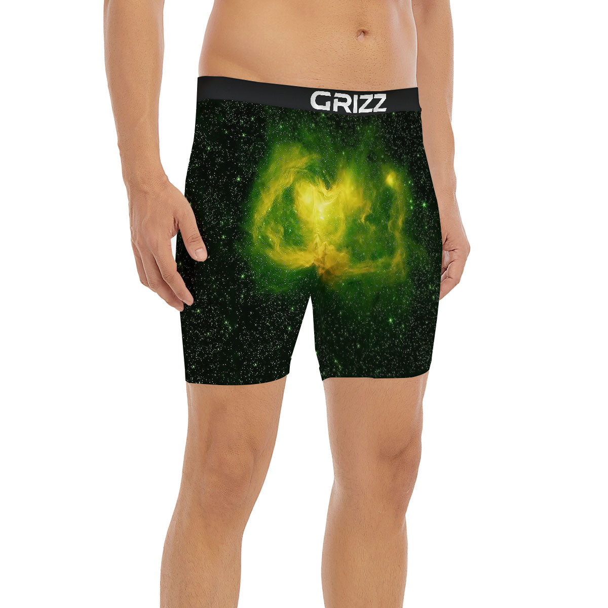 Galaxy Sparkle Green Print Boxer Briefs-grizzshop