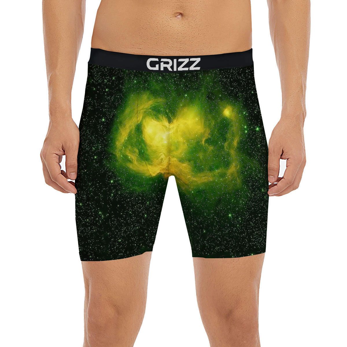 Galaxy Sparkle Green Print Boxer Briefs-grizzshop