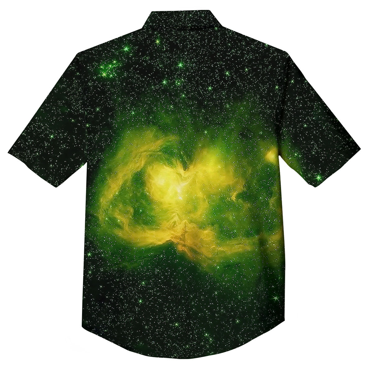 Galaxy Sparkle Green Print Button Up Shirt-grizzshop