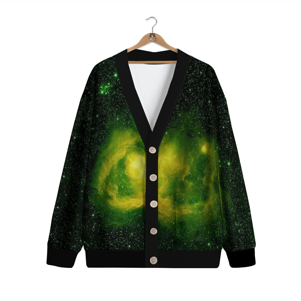 Galaxy Sparkle Green Print Cardigan-grizzshop